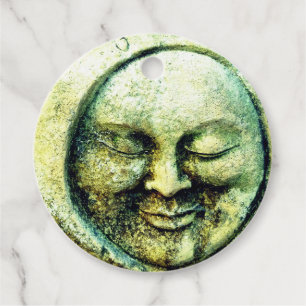 Étiquettes Cadeau Aspect de pierre lune et le croissant de la face d