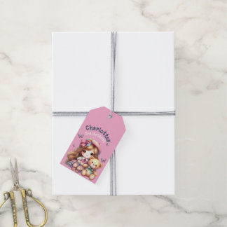 Étiquettes-cadeau Assiette en papier personnalisée pour fille d'anni