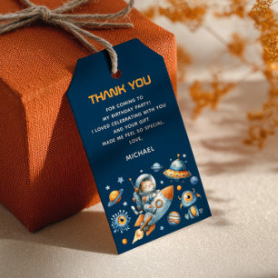 Étiquettes-cadeau Astronaut Cat Espace Extérieur 1er Anniversaire Me