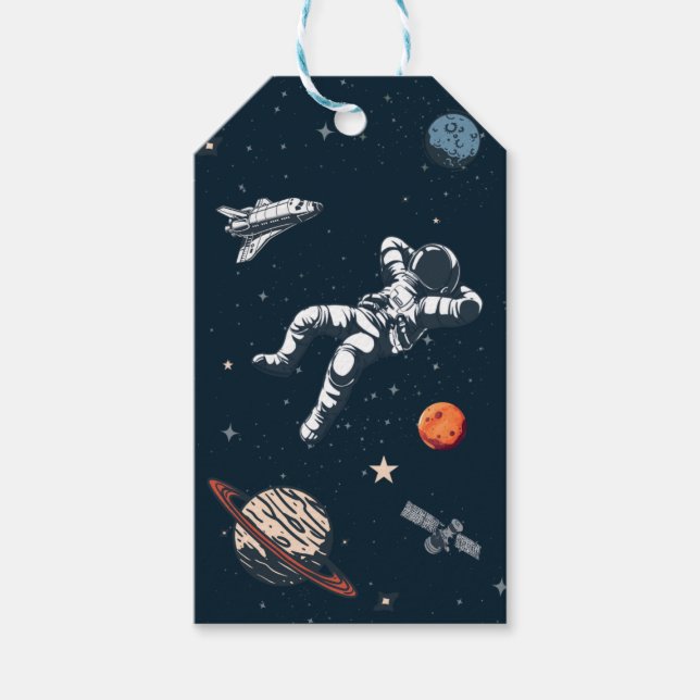 ÉTIQUETTES-CADEAU ASTRONAUT DANS L'ESPACE (Devant)
