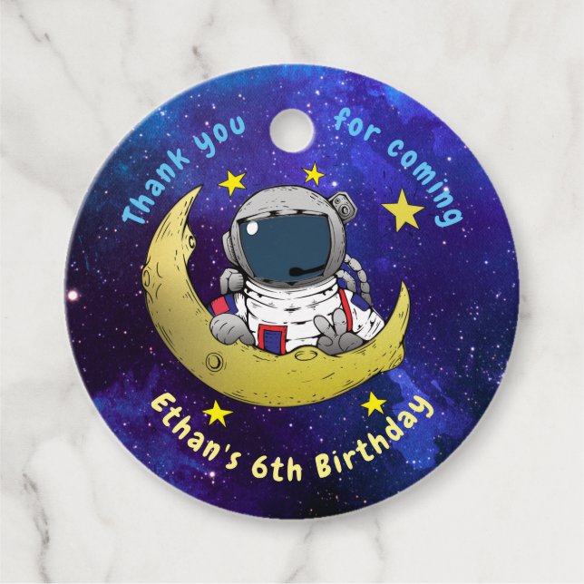 Étiquettes Cadeau Astronaut & Lune (Devant)