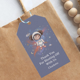 Étiquettes-cadeau Astronaute Fille de l'Espace Céleste Anniversaire