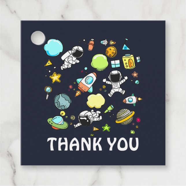 Étiquettes Cadeau Astronautes et roquettes de l'espace extra-atmosph (Devant)