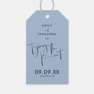 Étiquettes-cadeau Attacher le noeud Script Dusty Blue Enregistrer la