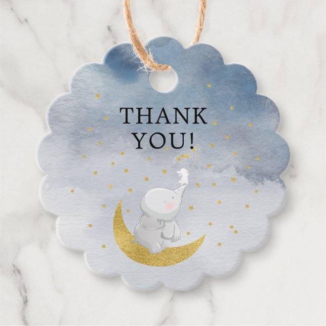 Étiquettes Cadeau Attrapez Un Baby shower Etoile Bunny Elephant (Devant)