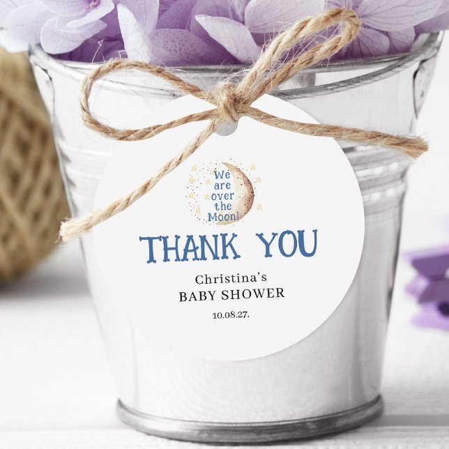Étiquettes Cadeau Au-dessus de la lune mignonne Baby shower de garço (Créateur téléchargé)