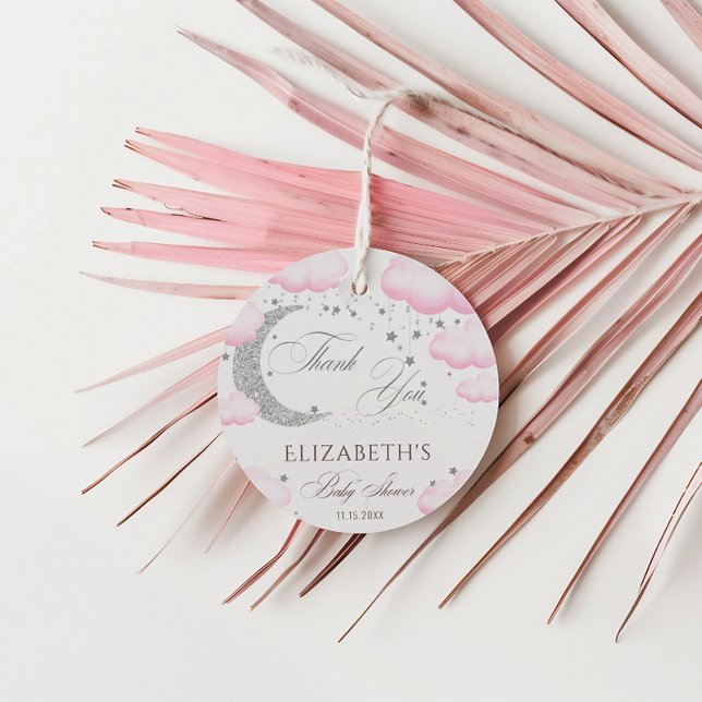 Étiquettes Cadeau Au-dessus de la lune Parties scintillant de Baby s (Créateur téléchargé)