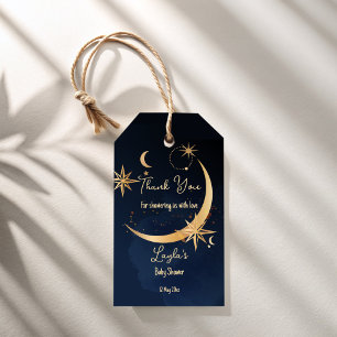 Étiquettes-cadeau Au-dessus du baby shower céleste lunaire