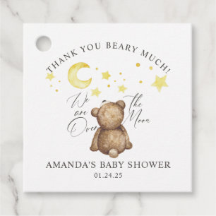 Étiquettes Cadeau Au-Dessus Du Baby shower Lune Teddy Bear