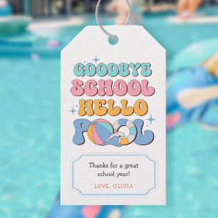Étiquettes-cadeau Au revoir école bonjour piscine Fête de fin d'anné