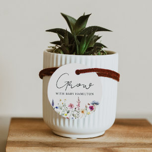 Étiquettes Cadeau Augmenter avec le Plante Baby shower Fleur sauvage