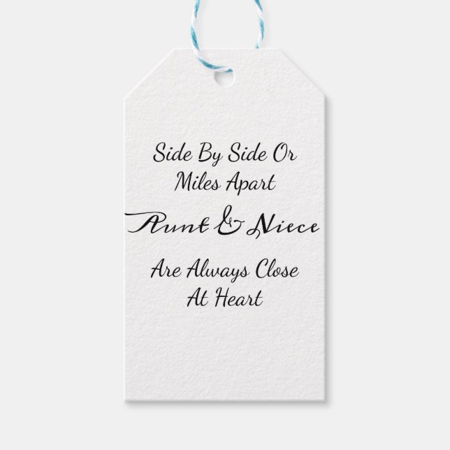 Étiquettes-cadeau Aunt & Niece Quote – Side By Side or Miles Apart (Devant)