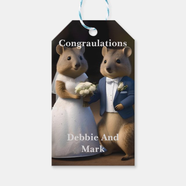 Étiquettes-cadeau Australian Quokka Marry Me, Mariage (Devant)