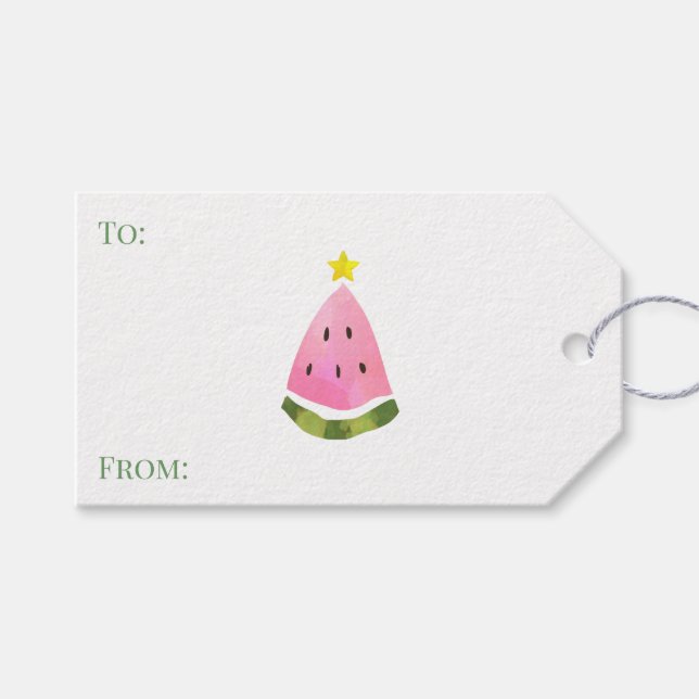 Étiquettes-cadeau Australian Summer Watermelon Christmas Tree  (Devant (Horizontal))