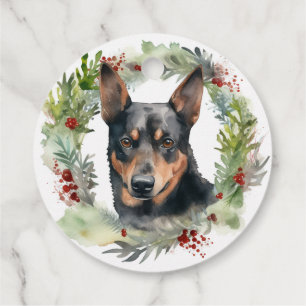 Étiquettes Cadeau Australie Kelpie Noël Wreath Festive Pup