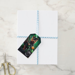 Étiquettes-cadeau Australien Terrier conduite vélo St. Patrick's Day