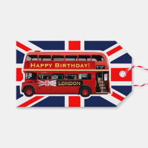 Étiquettes-cadeau Autobus rouge de Londres orienté