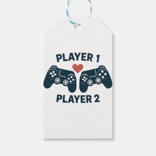 Étiquettes-cadeau Autocollant pour couple de joueurs Player 1 Player