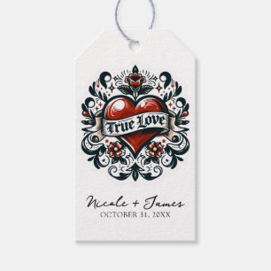 Étiquettes-cadeau Autocollant Tatouage Coeur Amour Véritable Mariage