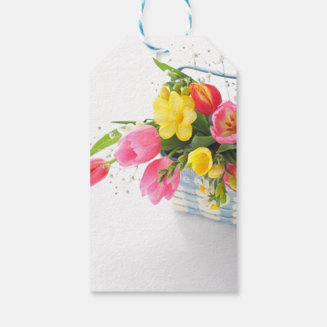 Étiquettes-cadeau Autocollant triangle de fleurs de printemps dans u (Dos)