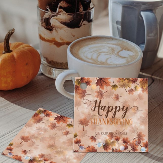 Étiquettes Cadeau Automne Automne Bon thanksgiving Feuille Brown (Créateur téléchargé)