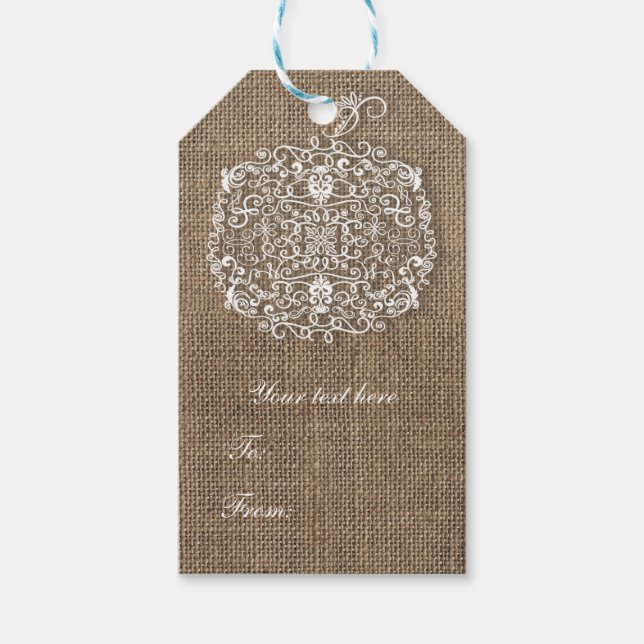 Étiquettes-cadeau Automne automne Filigree Citrouille & Burlap Favor (Devant)