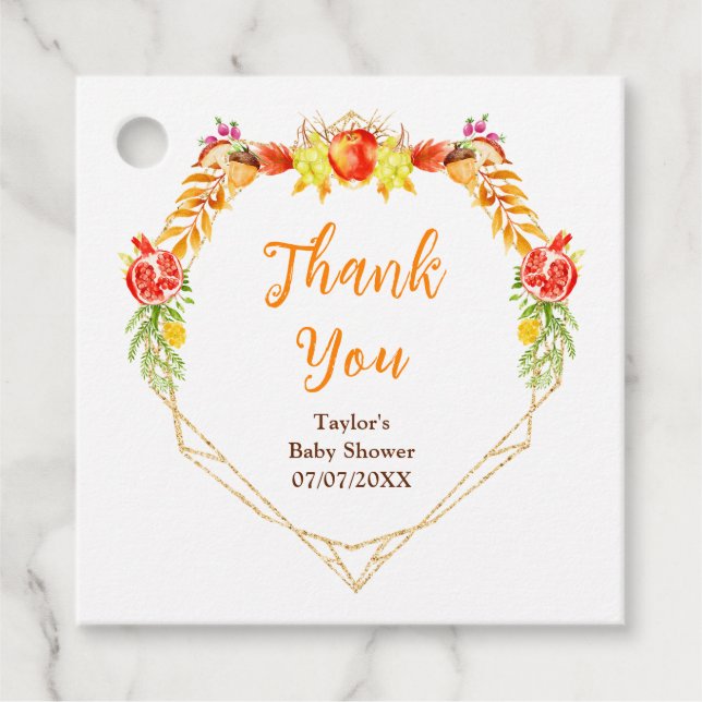 Étiquettes Cadeau Automne Automne Harvest Baby shower Merci (Devant)