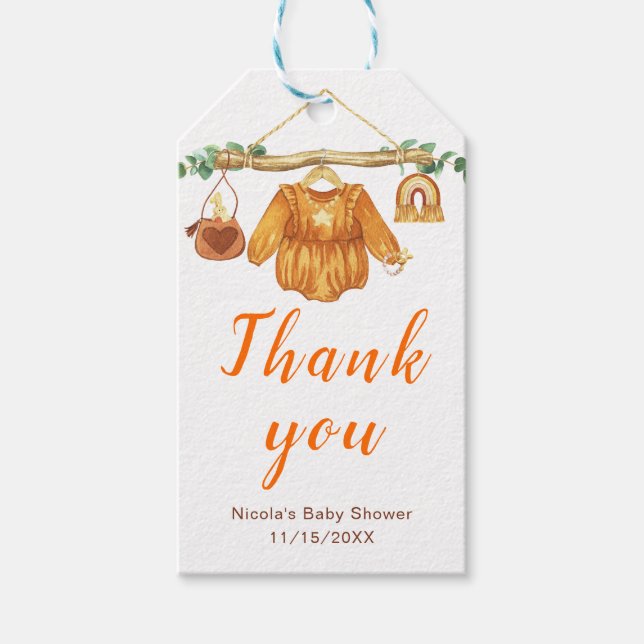 Étiquettes-cadeau Automne Automne Vêtements Ligne Fille Baby shower (Devant)