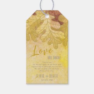 Étiquettes-cadeau Automne Chêne Feuille Amour et Merci Mariage