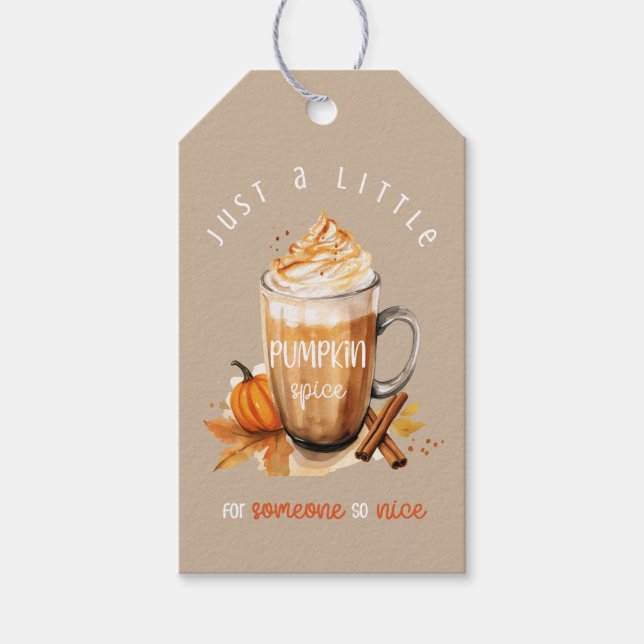 Étiquettes-cadeau Automne Citrouille Épices Quelqu'un de Gentil Fave (Devant)