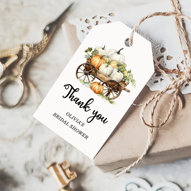 Étiquettes-cadeau Automne Citrouille Fête des mariées Favoriser reme (Créateur téléchargé)