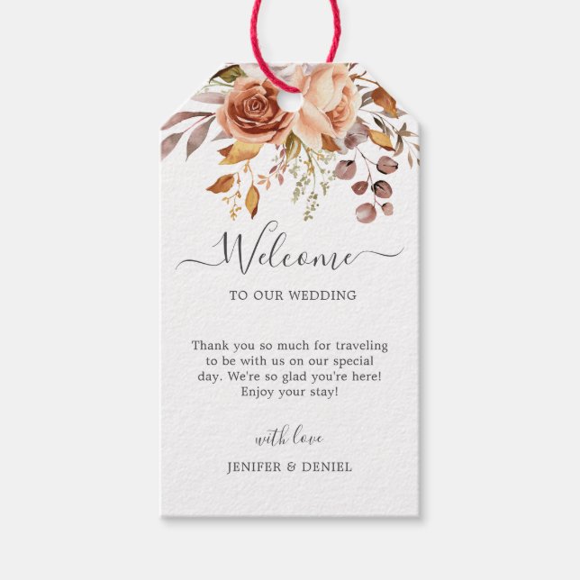 Étiquettes-cadeau Automne Feuilles Russe Pays Boho Mariage (Devant)