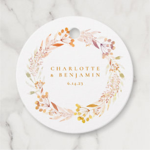 Étiquettes Cadeau Automne Floral Aquarelle Wreath Boho Custom