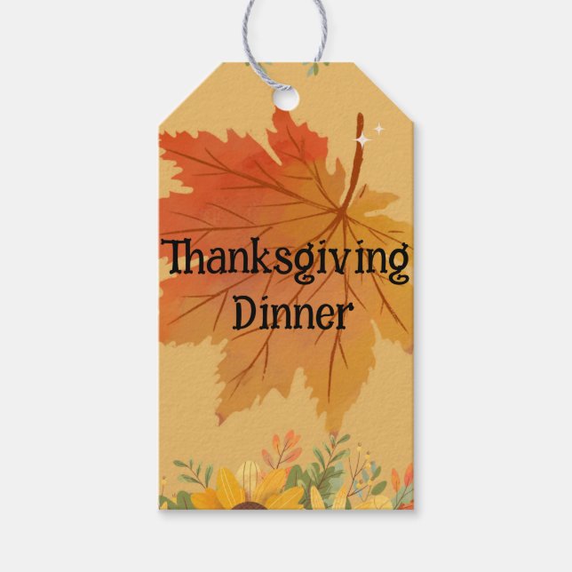 Étiquettes-cadeau Automne Floral Thanksgiving Dîner (Devant)