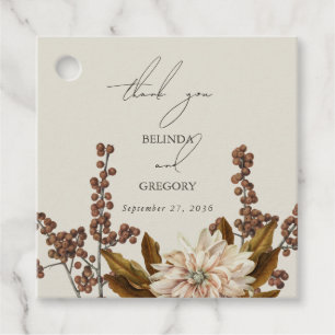 Étiquettes Cadeau Automne Floral Tones Terre Aquarelle Mariage de au