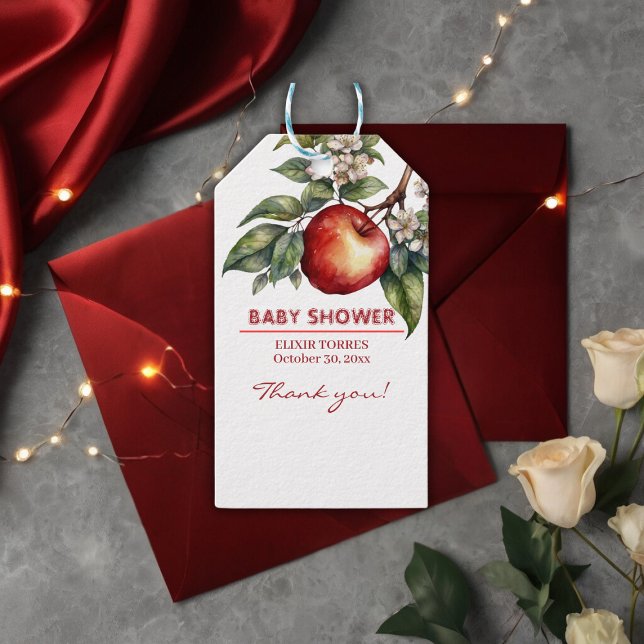 Étiquettes-cadeau Automne Harvest Pomme Succursale Baby shower Flora (Créateur téléchargé)