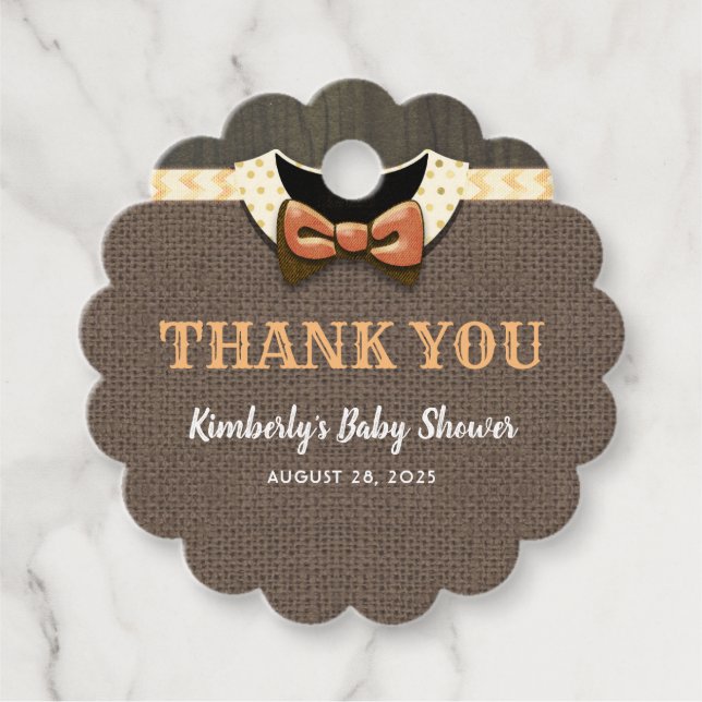 Étiquettes Cadeau Automne Merci de Baby shower rustique (Devant)