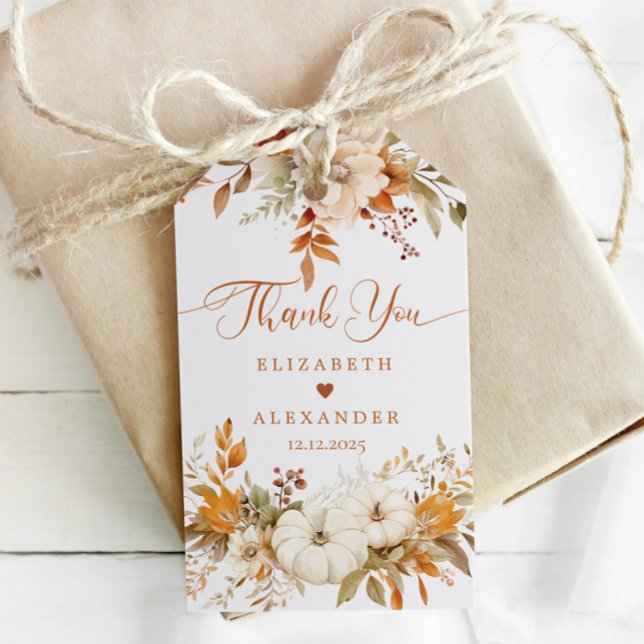 Étiquettes-cadeau Automne Moderne Mariage en terre cuite Merci (Créateur téléchargé)