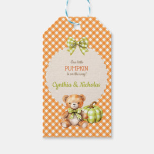 Étiquettes-cadeau Automne Plaid Teddy Bear Citrouille Feuilles