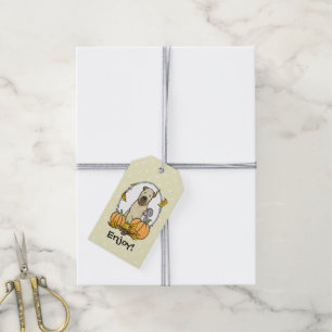 Étiquettes-cadeau Automne Roue Terrier (blé 1b2) Citrouille mignon