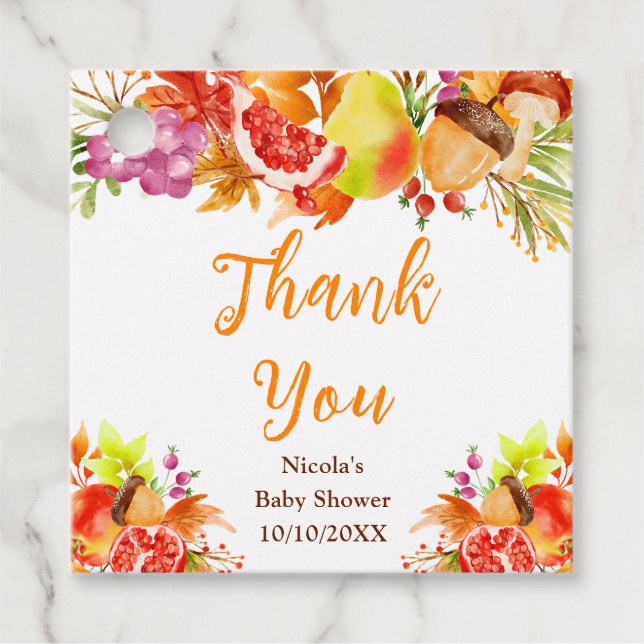 Étiquettes Cadeau Autumn Fall Harvest Baby Shower Thank You (Devant)