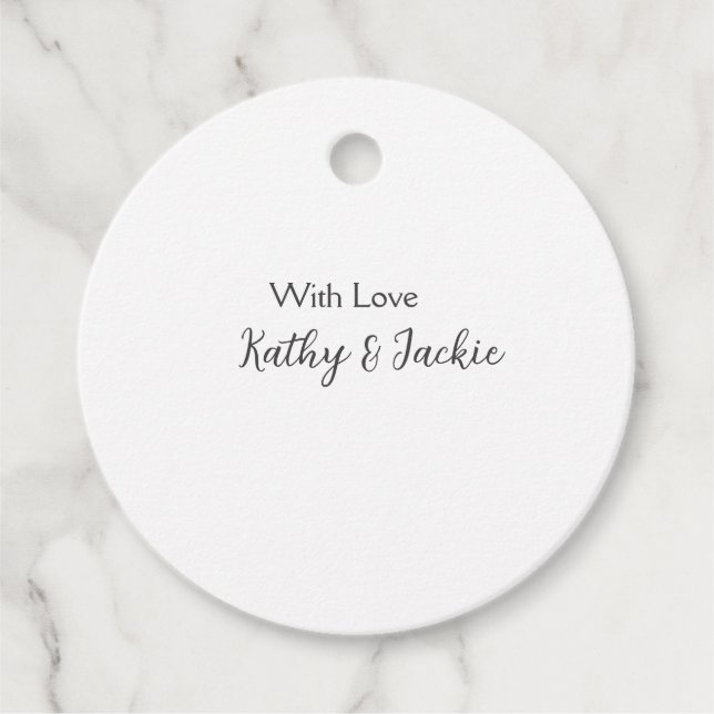 Étiquettes Cadeau Avec amour ajouter nom de couple mariage simple mi (Devant)