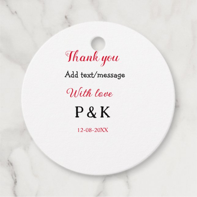 Étiquettes Cadeau Avec amour ajoutez lettre nom couple merci ajoutez (Devant)