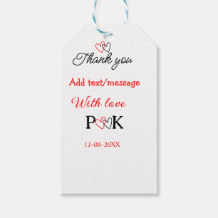 Étiquettes-cadeau Avec amour ajoutez lettre nom de couple merci ajou
