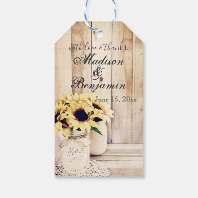 Étiquettes-cadeau Avec amour et Merci Mason Jar Mariage Merci (Dos)