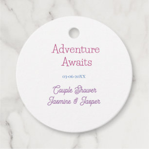 Étiquettes Cadeau aventure attend couple baby shower nom date rose b