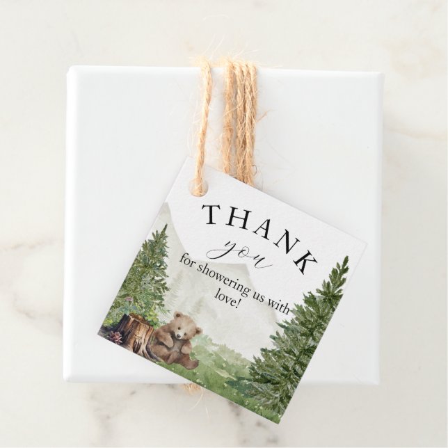 Étiquettes Cadeau Aventure attend un Baby shower neutre pour les fem (En situation)