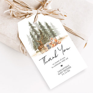 Étiquettes-cadeau Aventure Begin Woodland Animaux Baby Favor Tags