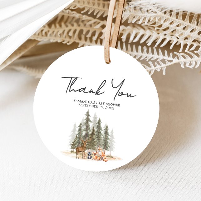 Étiquettes Cadeau Aventure Commencer le Baby shower des animaux des  (Let the Adventure Begin Woodland Animals Baby Shower Favor Tags)