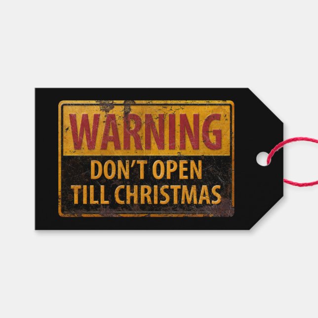Étiquettes-cadeau AVERTISSEMENT Ne pas ouvrir jusqu'à Noël Ne pas si (Devant (Horizontal))